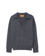 Кашемировый свитер с воротником поло, цвет темно-серый - миниатюра 1