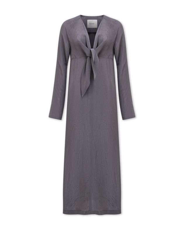 Платье миди из жатой ткани, цвет серый - изображение 1