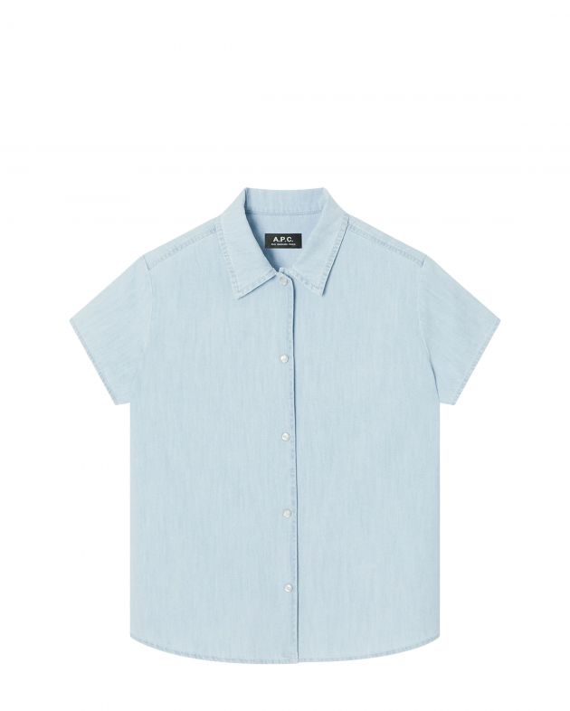 A.P.C. Рубашка Marina с коротким рукавом, цвет голубой - изображение 1