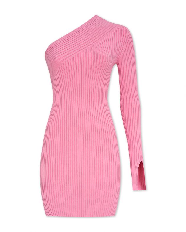 Платье мини Zero 303 на одно плечо, цвет розовый - изображение 1