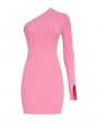 Платье мини Zero 303 на одно плечо, цвет розовый - миниатюра 1