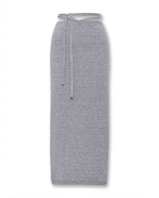Róhe Трикотажная юбка-карандаш Miro с завязками на поясе, цвет светло-серый - изображение 1