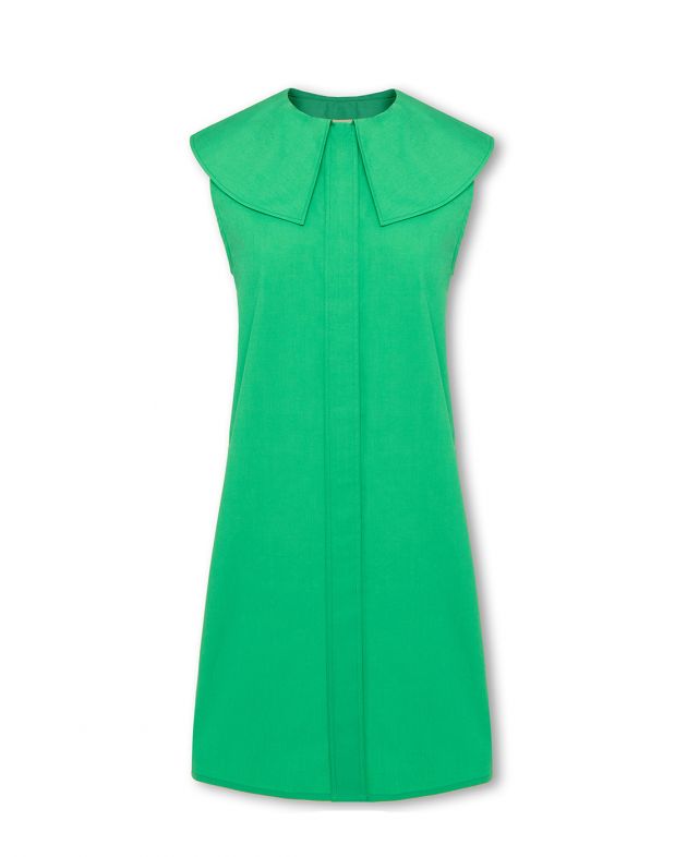 Платье Samet из хлопка с отложным воротником, цвет зеленый - изображение 1