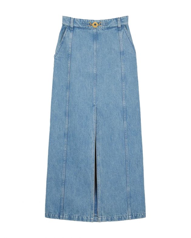 Patou Джинсовая юбка с передним разрезом, цвет голубой - изображение 1