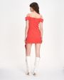 YUZEFI Асимметричное платье мини со спущенными рукавами, цвет красный - миниатюра 6