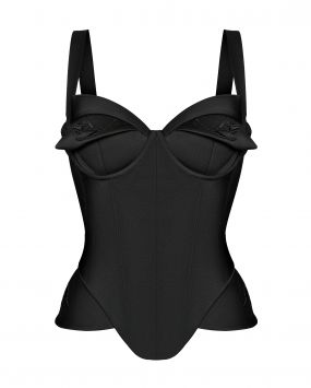 Топ-корсет черный с  вышивкой