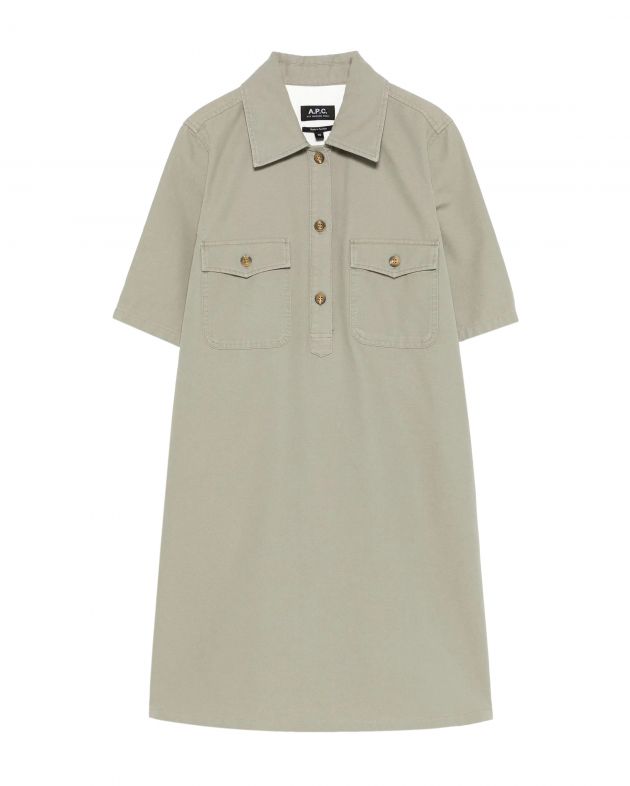 A.P.C. Платье-рубашка Selia, цвет хаки - изображение 1