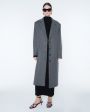 Однобортное пальто оверсайз, цвет серый - миниатюра 4