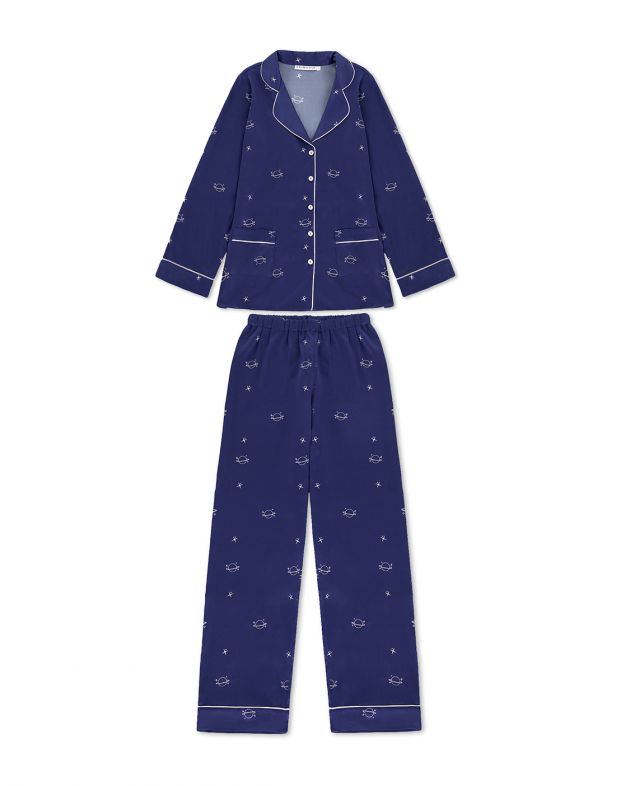 Шелковая пижама с брюками, цвет синий - изображение 1