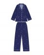 Primrose Шелковая пижама с брюками, цвет синий - миниатюра 1