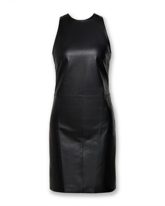 Короткое платье Tolka из кожи, цвет черный - изображение 1
