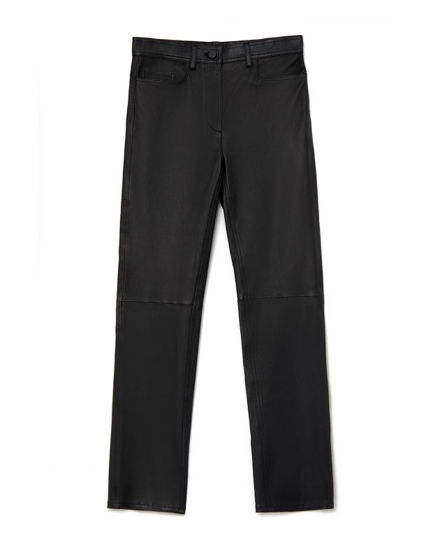 Узкие брюки Teddy из эластичной кожи ягненка, цвет черный - изображение 1