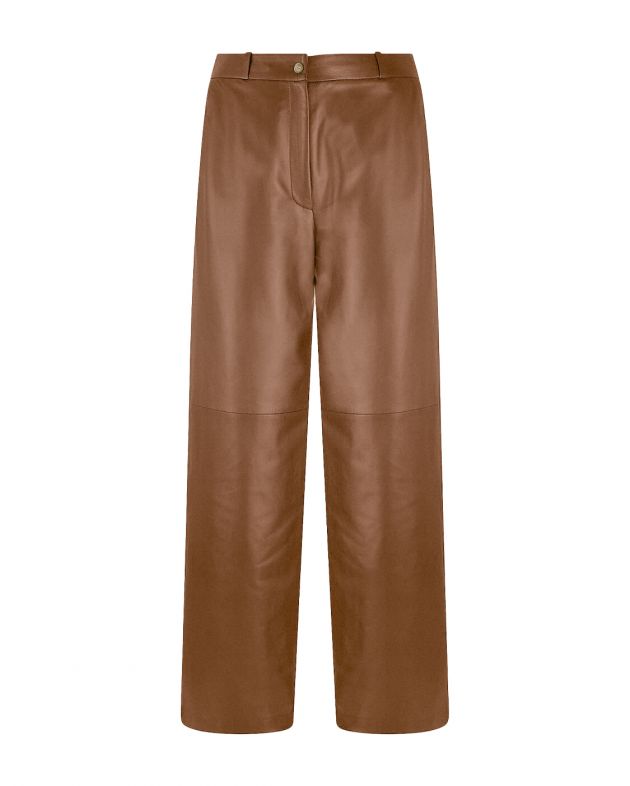 LOULOU STUDIO Кожаные брюки Noro, цвет коричневый - изображение 1