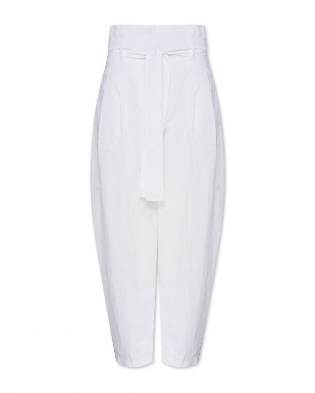 Укороченные брюки с завязками на талии, цвет белый - изображение 1
