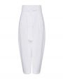 Укороченные брюки с завязками на талии, цвет белый - миниатюра 1