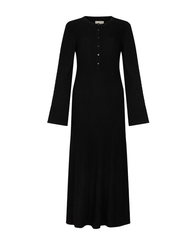Платье макси Eliav из шерсти и кашемира, цвет черный - изображение 1