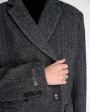 Двубортное пальто из шерсти, цвет темно-серый - миниатюра 4
