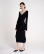 Платье миди из вязаного трикотажа, цвет черный - миниатюра 2