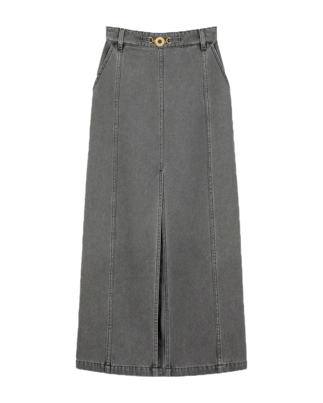 Patou Джинсовая юбка с передним разрезом, цвет серый - изображение 1