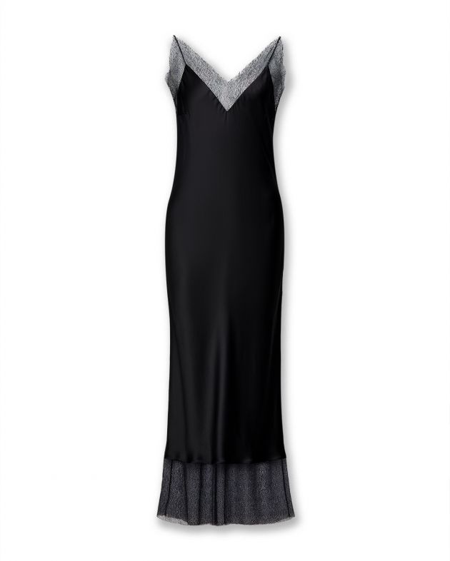 Платье в бельевом стиле из шелка, цвет черный - изображение 1