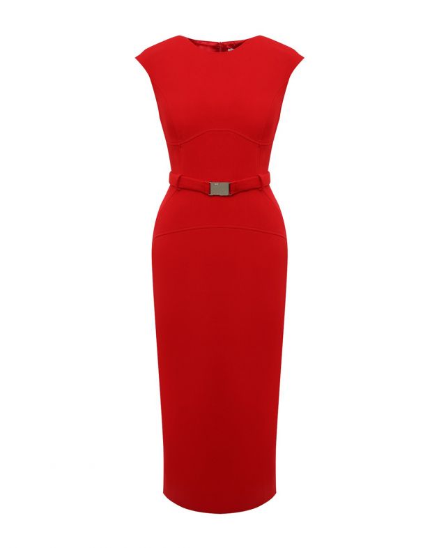 Платье миди без рукавов, цвет красный - изображение 1