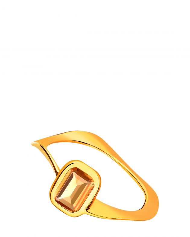 Moonka Кольцо-волна с цитрином Wave Base, цвет желтый - изображение 1