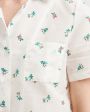Пижама (рубашка/шорты), цвет Молочный, принт зеленые цветочки - миниатюра 7