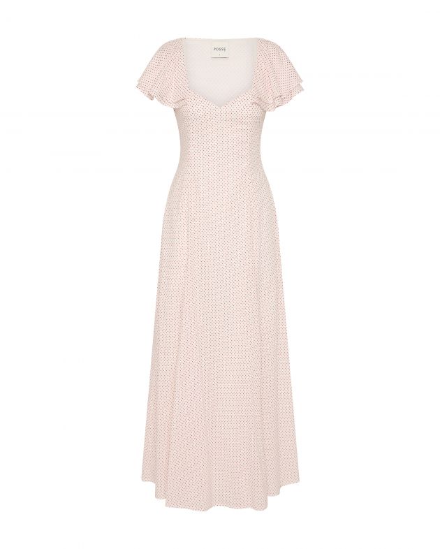 POSSE Платье в горошек, цвет кремовый - изображение 1