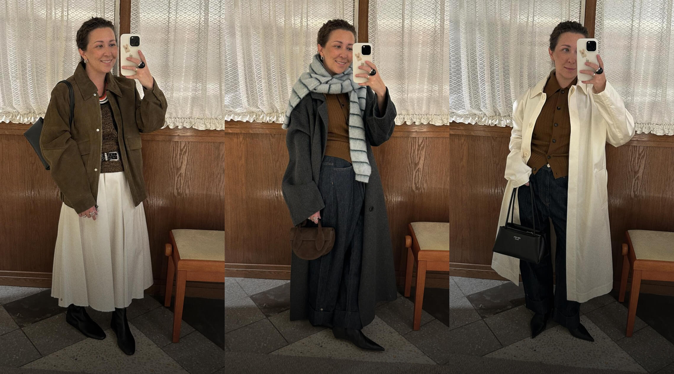 Все оттенки карамели, черный и бежевый — трех цветов хватит для луков на всю зиму