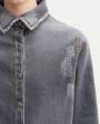 Джинсовая рубашка с эффектом потертости, цвет серый - миниатюра 5