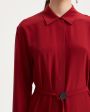 Платье-рубашка Delina из шелка, цвет красный - миниатюра 5