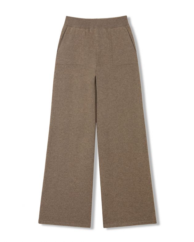 PêcheandBeige Широкие брюки из кашемира, цвет светло-коричневый - изображение 1