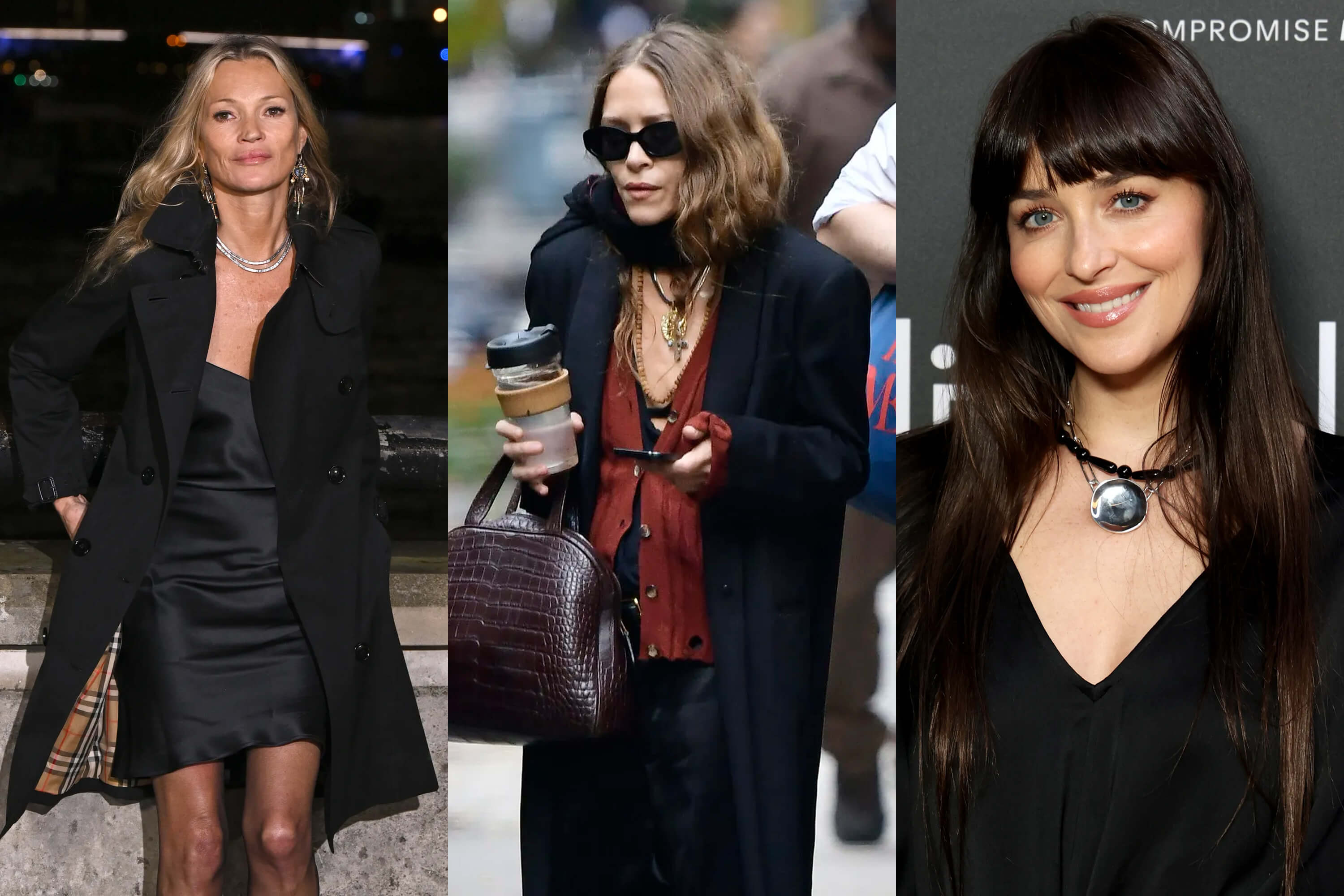 Фото: Jeff Spicer/Getty Images (Кейт Мосс), The Image Olsen (Мэри-Кейт Олсен), PATRICK BAZ/Getty Images (Дакота Джонсон).