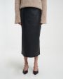 Max & Moi Кожаная юбка миди, цвет черный - миниатюра 2