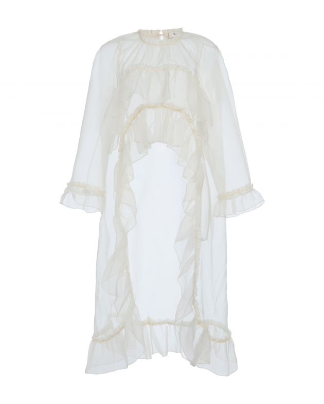 SEA NY Асимметричный топ с оборками Cornella, цвет кремовый - изображение 1