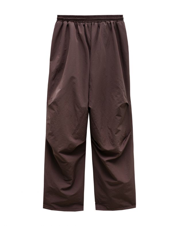 Широкие брюки из плащевки, цвет коричневый - изображение 1