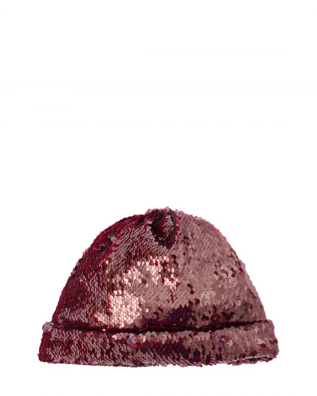 muus Шапка бини из пайеток, цвет бургунди - изображение 1