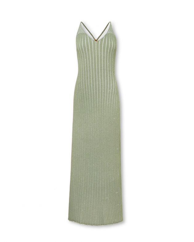 Вязаное платье-макси Centure с открытой спиной, цвет светло-зеленый - изображение 1