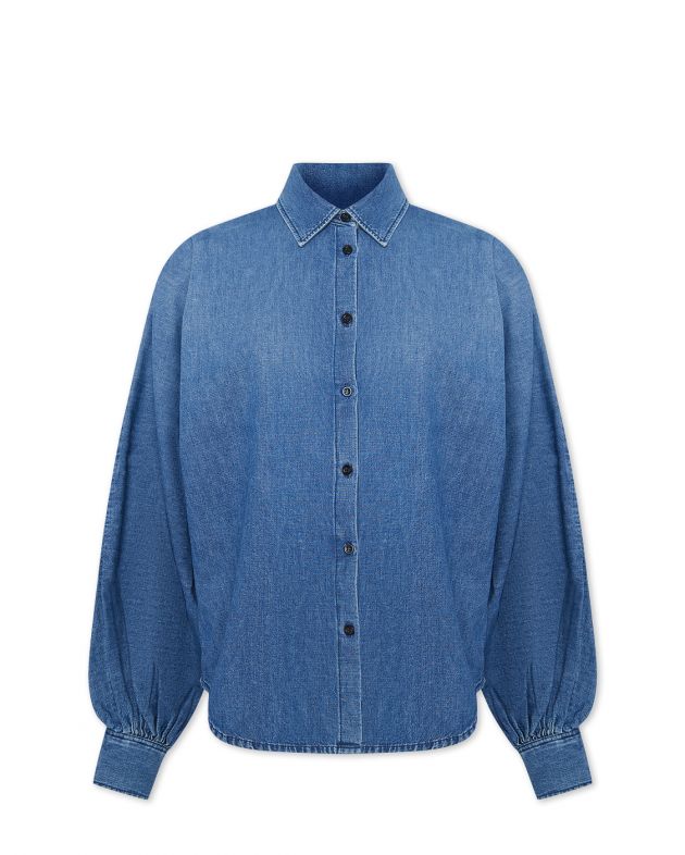 Джинсовая блуза Claire с объемными рукавами, цвет синий - изображение 1