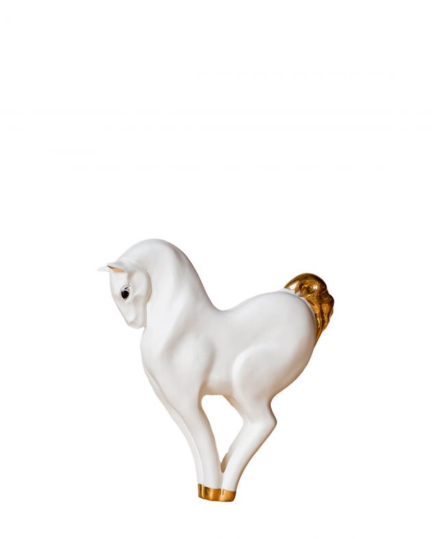 RES Objects Символ года из фарфора Лошадь, ручная работа, золотой декор - изображение 1