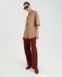 Широкие брюки с регулируемым поясом, цвет коричневый - миниатюра 2