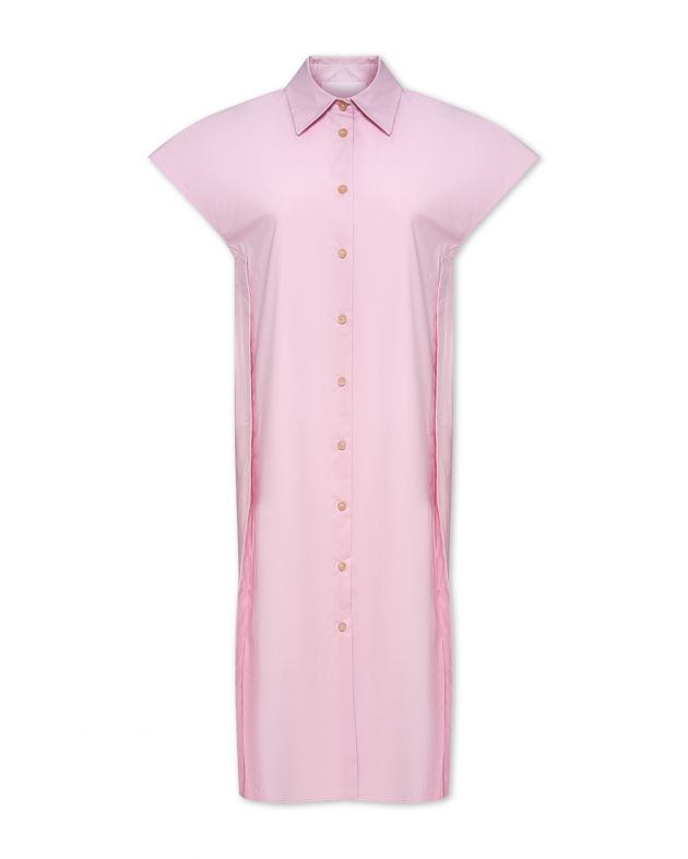 Платье-рубашка с асимметричным низом, цвет розовый - изображение 1