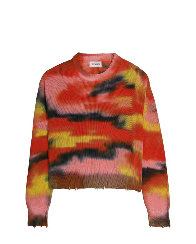 LANEUS Укороченный свитер тай-дай, цвет разноцветный - изображение 1