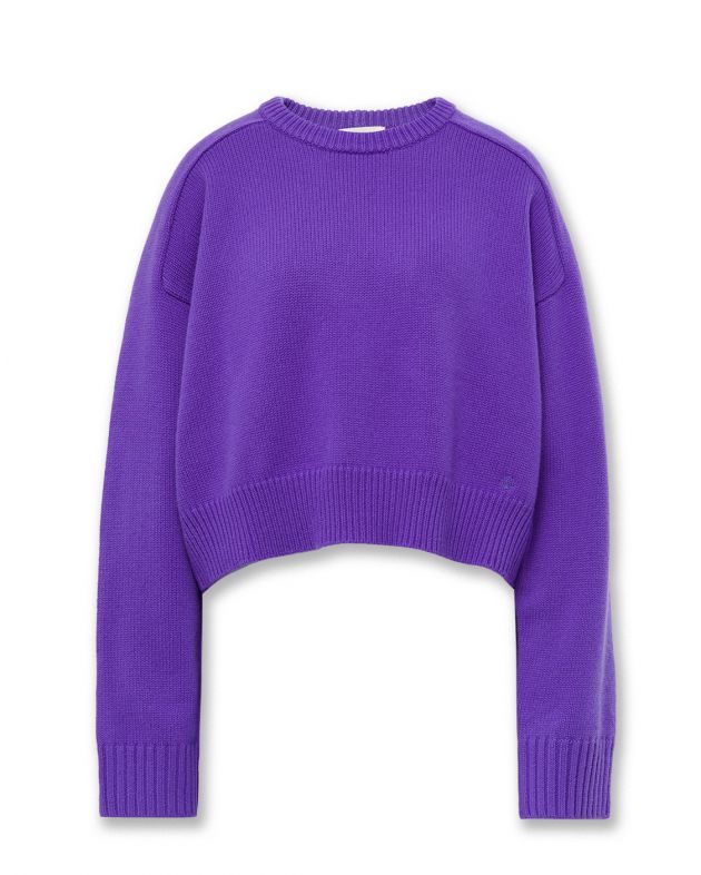 Укороченный оверсайз-свитер Bruzzi из шерсти и кашемира, цвет фиолетовый - изображение 1