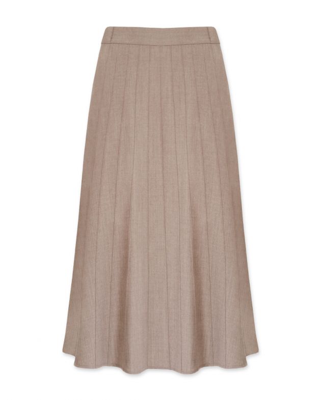 Шерстяная юбка миди со складками, цвет серый - изображение 1