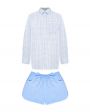 Хлопковая пижама Atra с шортами, цвет голубой - миниатюра 1