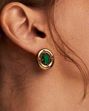 Пусеты с малахитами Ai