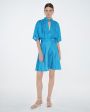 Шелковое платье мини в горох, цвет голубой - миниатюра 3
