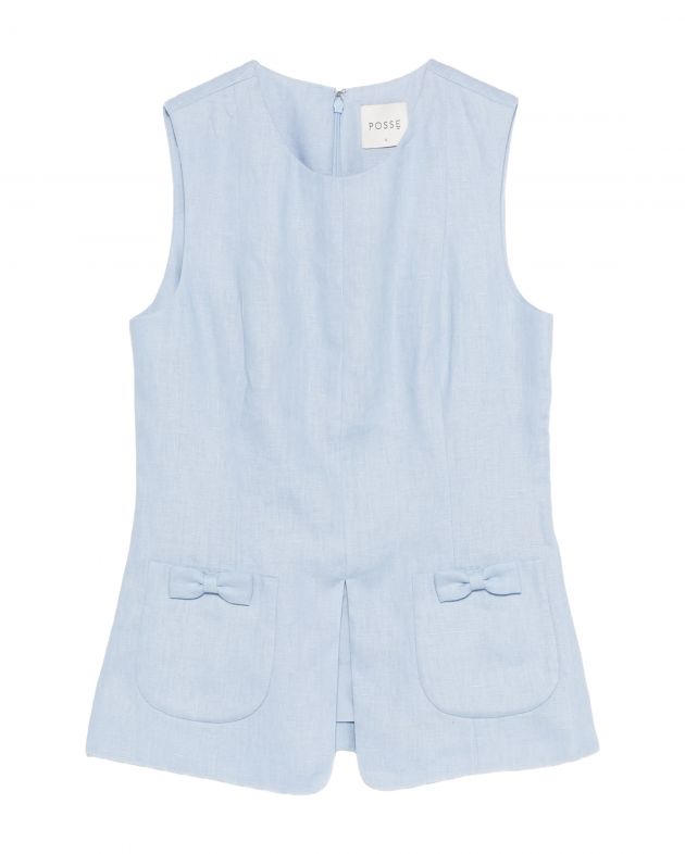 POSSE Жилет изо льна, цвет голубой - изображение 1