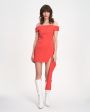 YUZEFI Асимметричное платье мини со спущенными рукавами, цвет красный - миниатюра 2